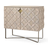 Excelsior Light Brown/Gold Wood Iron Base Accent Cabinet