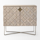 Excelsior Light Brown/Gold Wood Iron Base Accent Cabinet