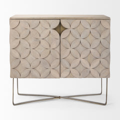 Excelsior Light Brown/Gold Wood Iron Base Accent Cabinet - Ornate Home