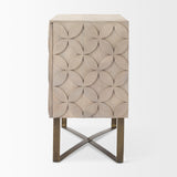 Excelsior Light Brown/Gold Wood Iron Base Accent Cabinet