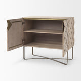 Excelsior Light Brown/Gold Wood Iron Base Accent Cabinet