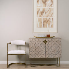 Excelsior Light Brown/Gold Wood Iron Base Accent Cabinet - Ornate Home