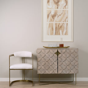 Excelsior Light Brown/Gold Wood Iron Base Accent Cabinet