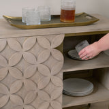 Excelsior Light Brown/Gold Wood Iron Base Accent Cabinet