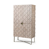 Excelsior Light Brown/Gold Wood Iron Base Storage Cabinet - Ornate Home