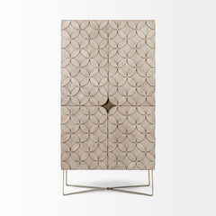 Excelsior Light Brown/Gold Wood Iron Base Storage Cabinet