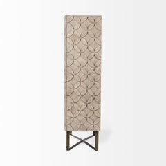 Excelsior Light Brown/Gold Wood Iron Base Storage Cabinet