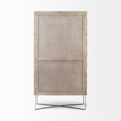 Excelsior Light Brown/Gold Wood Iron Base Storage Cabinet
