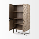 Excelsior Light Brown/Gold Wood Iron Base Storage Cabinet - Ornate Home