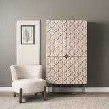 Excelsior Light Brown/Gold Wood Iron Base Storage Cabinet - Ornate Home