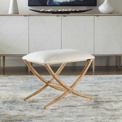 Expedition White Fabric Small Bench - Ornate Home