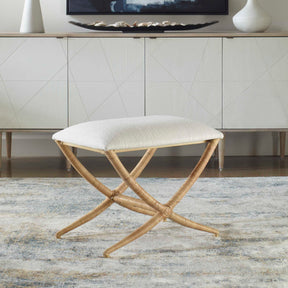 Expedition White Fabric Small Bench - Ornate Home