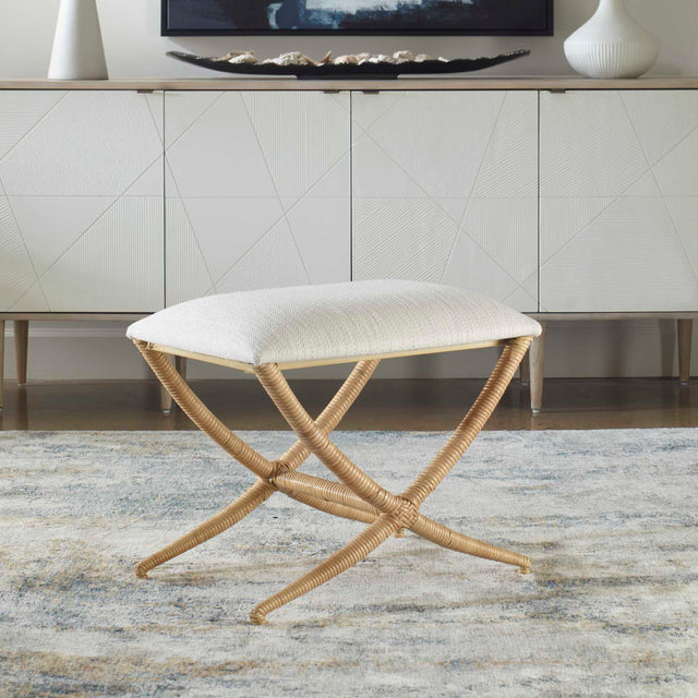 Expedition White Fabric Small Bench - Ornate Home
