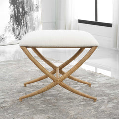 Expedition White Fabric Small Bench - Ornate Home