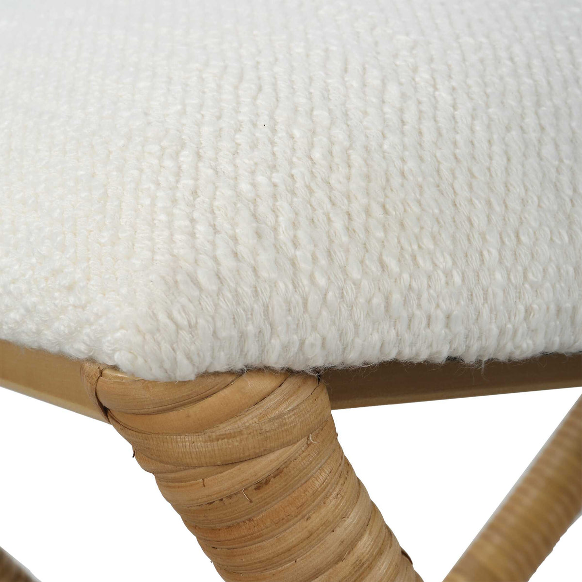 Expedition White Fabric Small Bench - Ornate Home