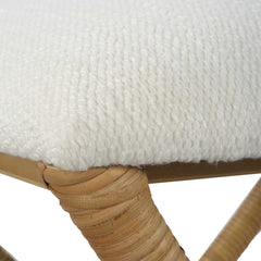 Expedition White Fabric Small Bench - Ornate Home