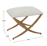 Expedition White Fabric Small Bench - Ornate Home