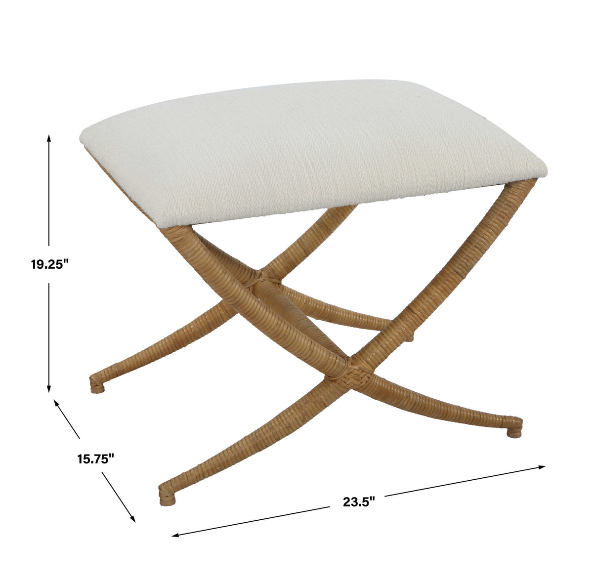 Expedition White Fabric Small Bench - Ornate Home