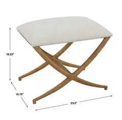 Expedition White Fabric Small Bench - Ornate Home