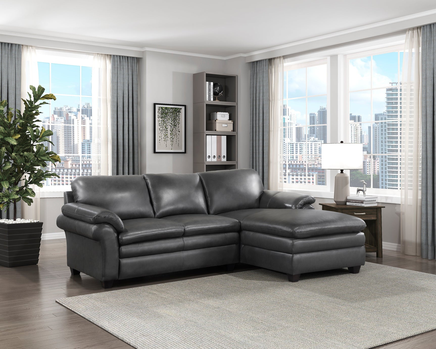 Exton Gray 2-Piece Sectional Right Chaise - Ornate Home