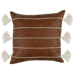 Ezekiel Brown 18"x18" Vegan Leather Throw Pillow (Set of 2) - Ornate Home