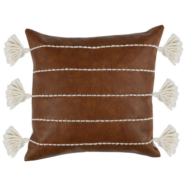 Ezekiel Brown 18"x18" Vegan Leather Throw Pillow (Set of 2)