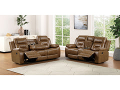 Ezekius Brown Leatherette Reclining Living Room Set - Ornate Home