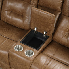 Ezekius Brown Leatherette  Reclining Sectinoal - Ornate Home