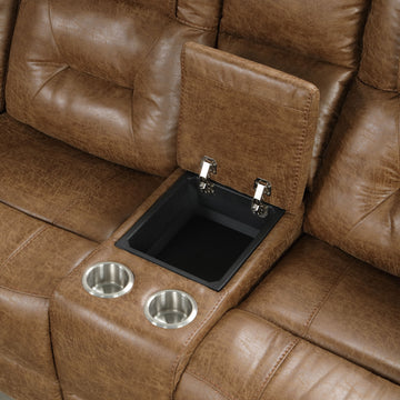 Ezekius Brown Leatherette  Reclining Sectinoal - Ornate Home
