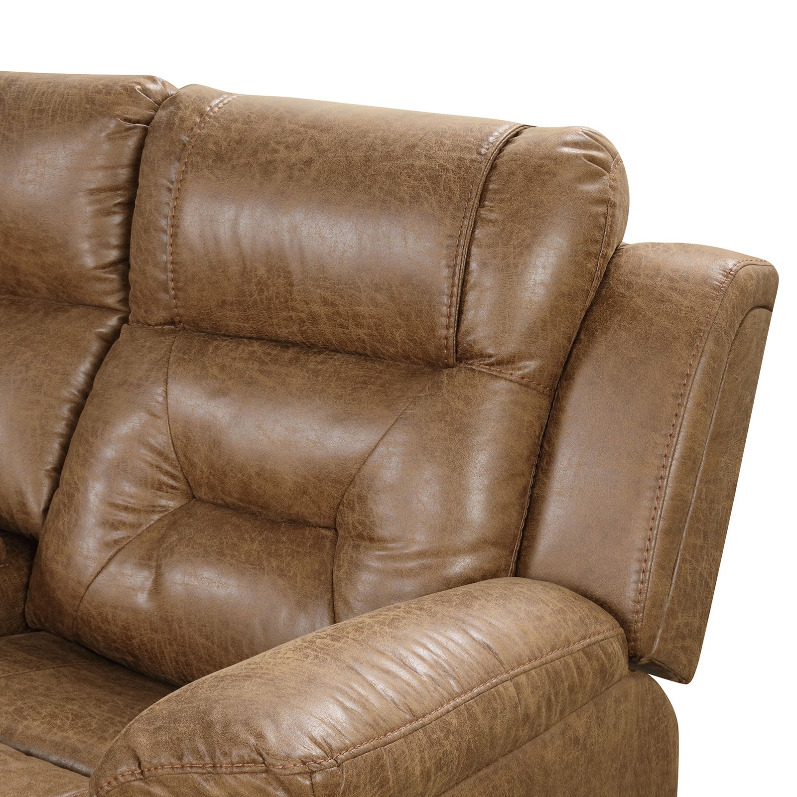 Ezekius Brown Leatherette  Reclining Sectinoal - Ornate Home