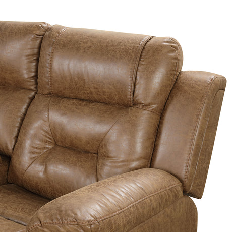 Ezekius Brown Leatherette  Reclining Sectinoal - Ornate Home