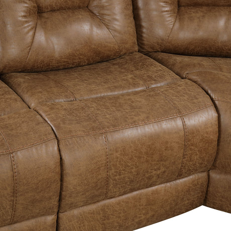 Ezekius Brown Leatherette  Reclining Sectinoal - Ornate Home