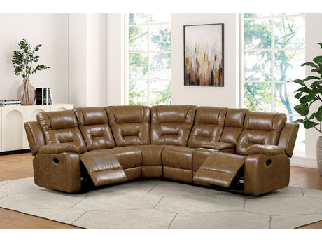 Ezekius Brown Leatherette  Reclining Sectinoal - Ornate Home