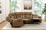 Ezekius Brown Leatherette  Reclining Sectinoal - Ornate Home