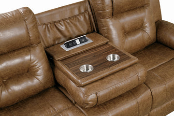 Ezekius Brown Leatherette Reclining Sofa - Ornate Home
