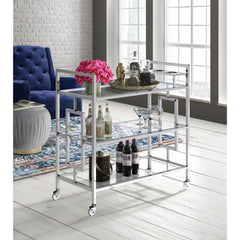Ezra Chrome Serving Cart - Ornate Home