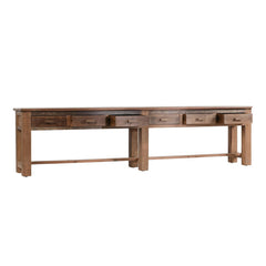 Ezra Natural 6 Drawer Console Table - Ornate Home