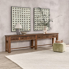 Ezra Natural 6 Drawer Console Table - Ornate Home
