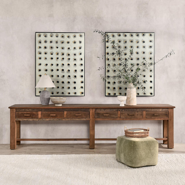 Ezra Natural 6 Drawer Console Table - Ornate Home