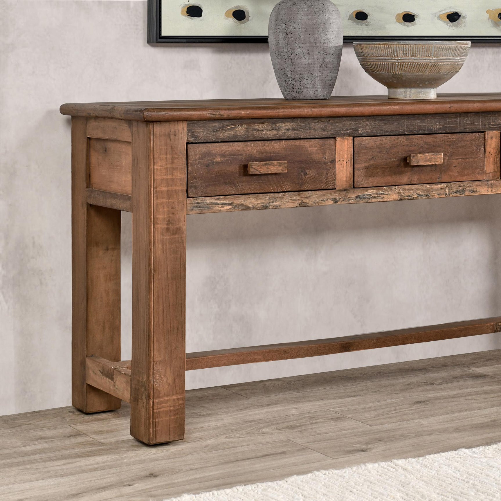 Ezra Natural 6 Drawer Console Table - Ornate Home