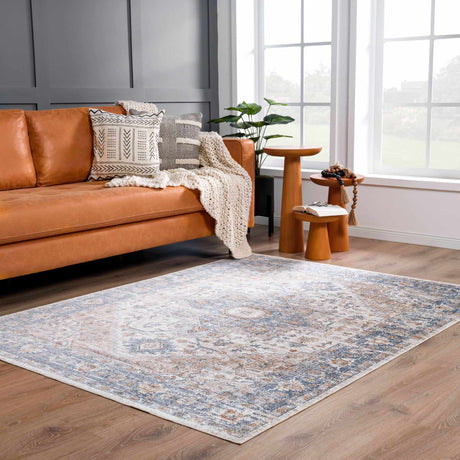Ezri Cream Washable Area Rug - Ornate Home