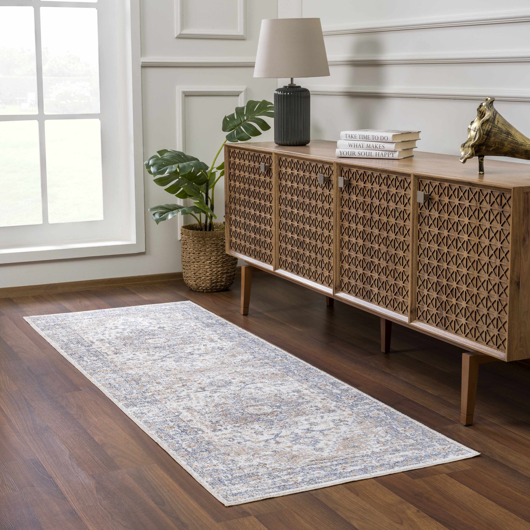Ezri Cream Washable Area Rug - Ornate Home