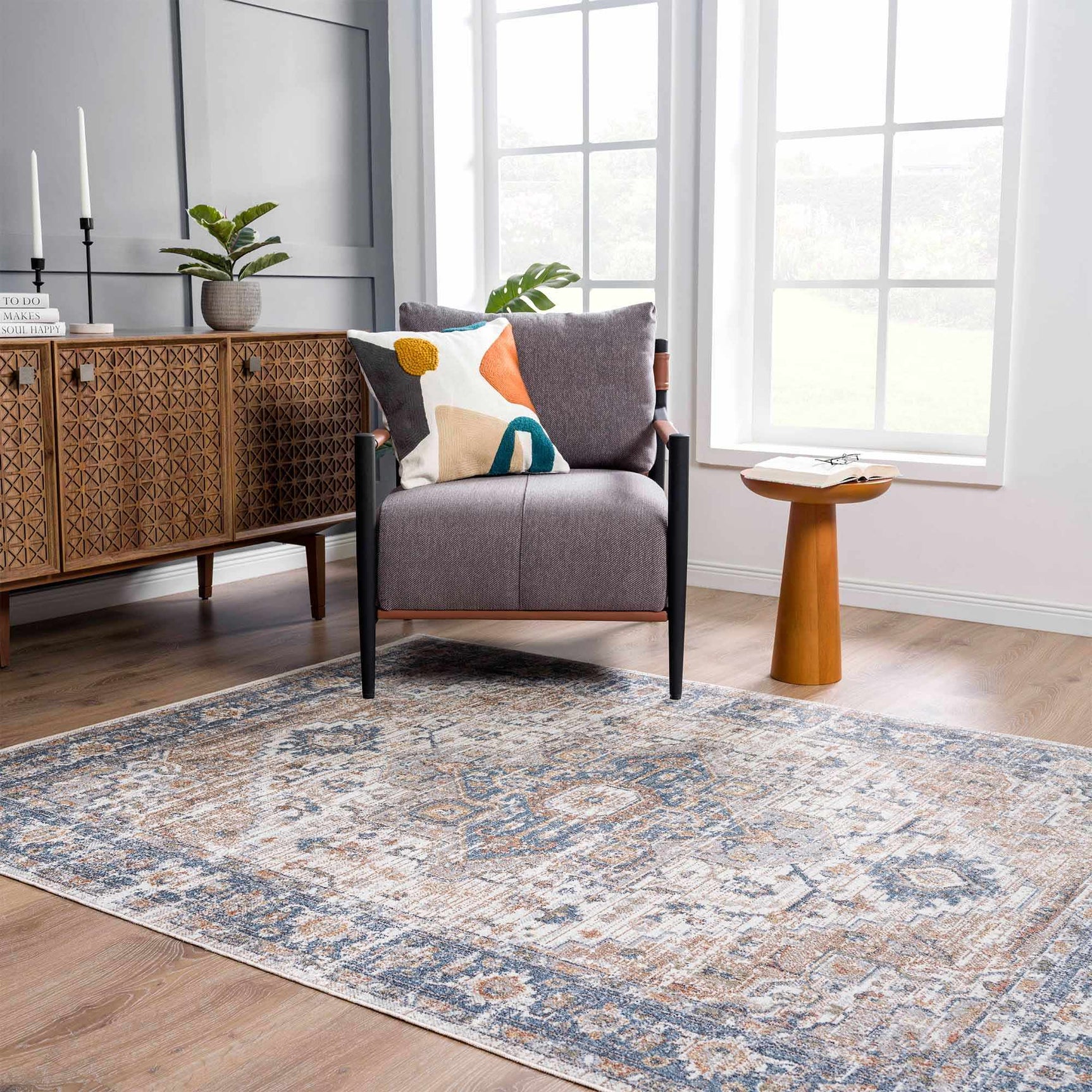 Ezri Cream Washable Area Rug - Ornate Home