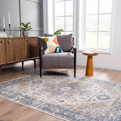 Ezri Cream Washable Area Rug - Ornate Home