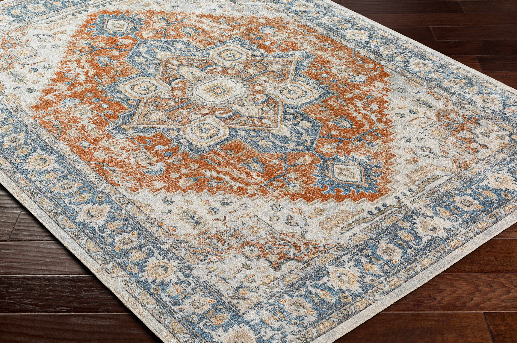 Ezri Rust Washable Area Rug - Ornate Home