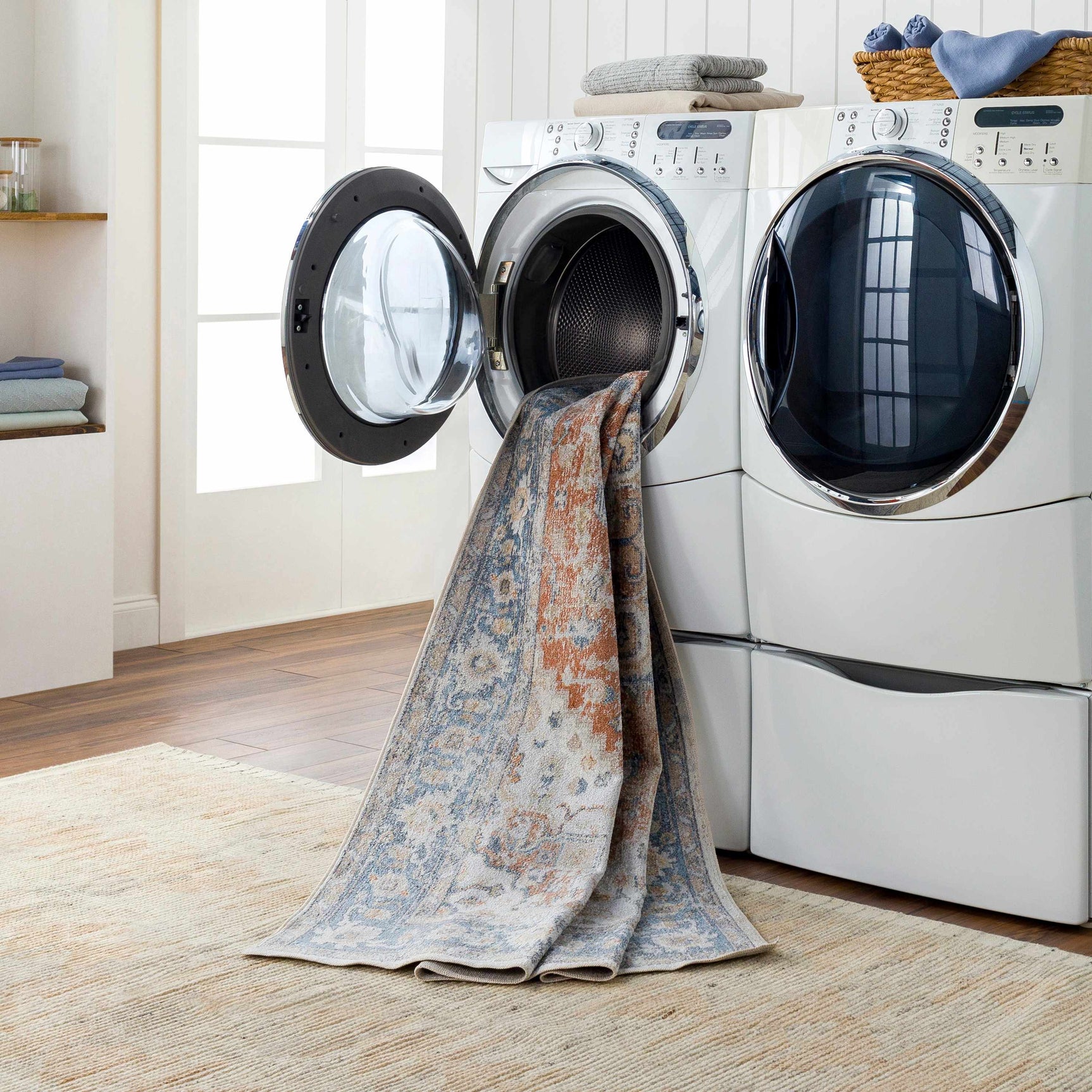 Ezri Rust Washable Area Rug - Ornate Home