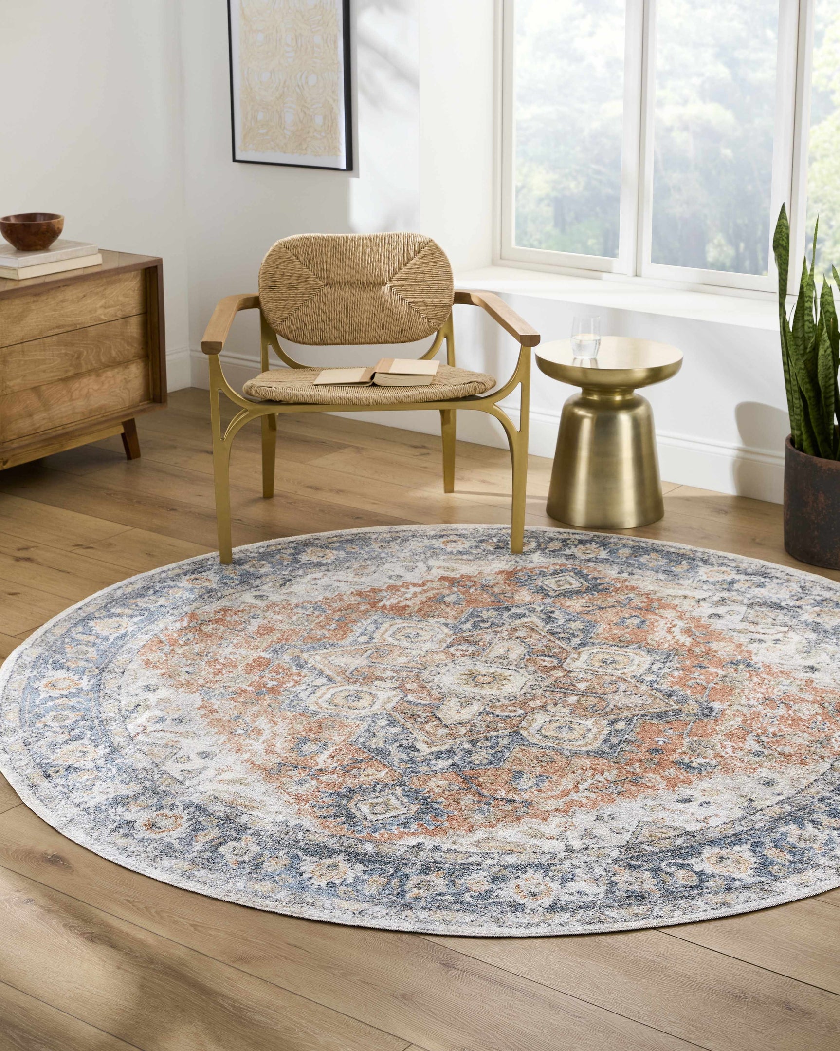 Ezri Rust Washable Area Rug - Ornate Home