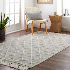 Ezria Wool Rug with Tassels - Clearance - Ornate Home