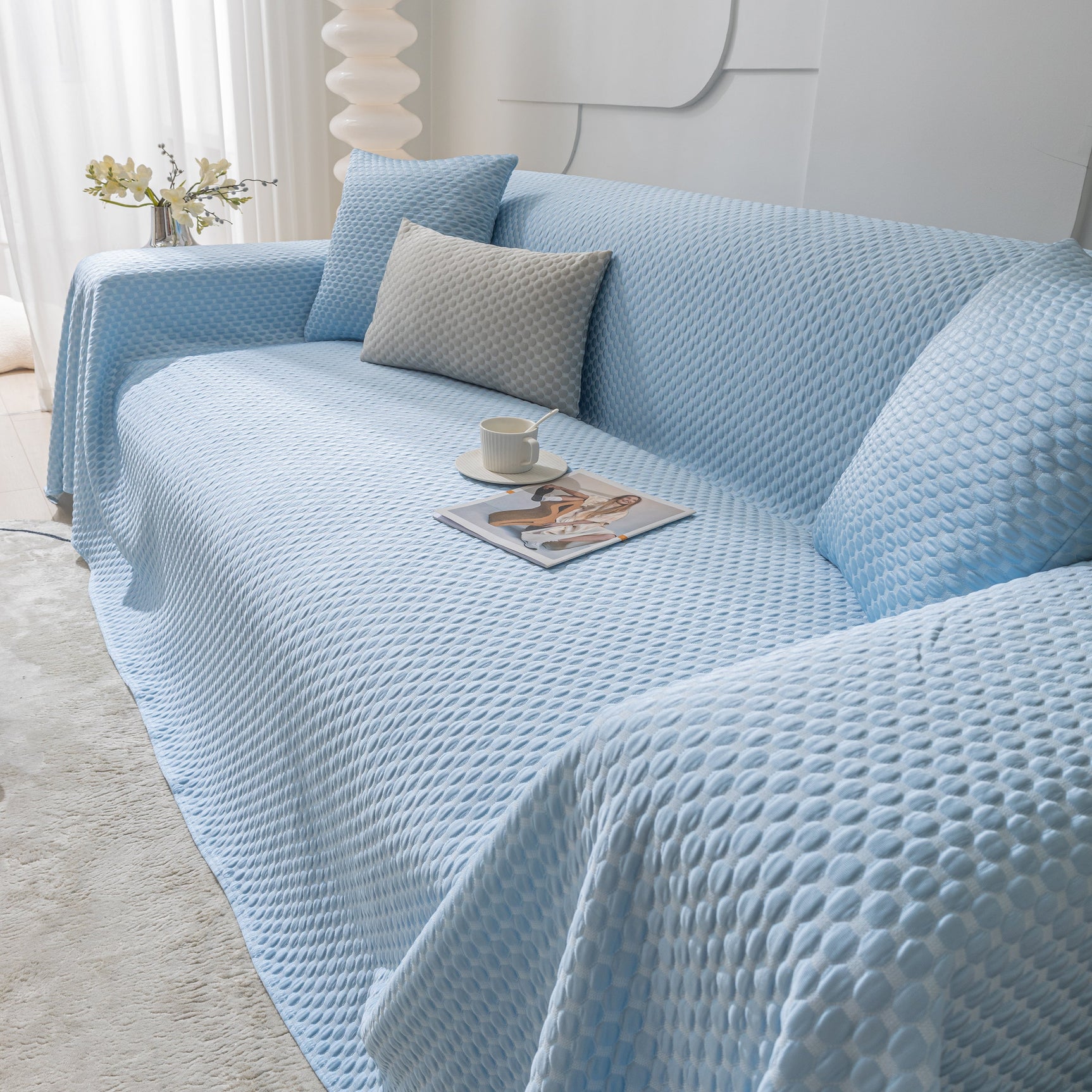 FASHION Granular Textured Sofa Couch Covers, L Shape Sectional Couch Covers, Sofa Covers for Living Room - Ornate Home