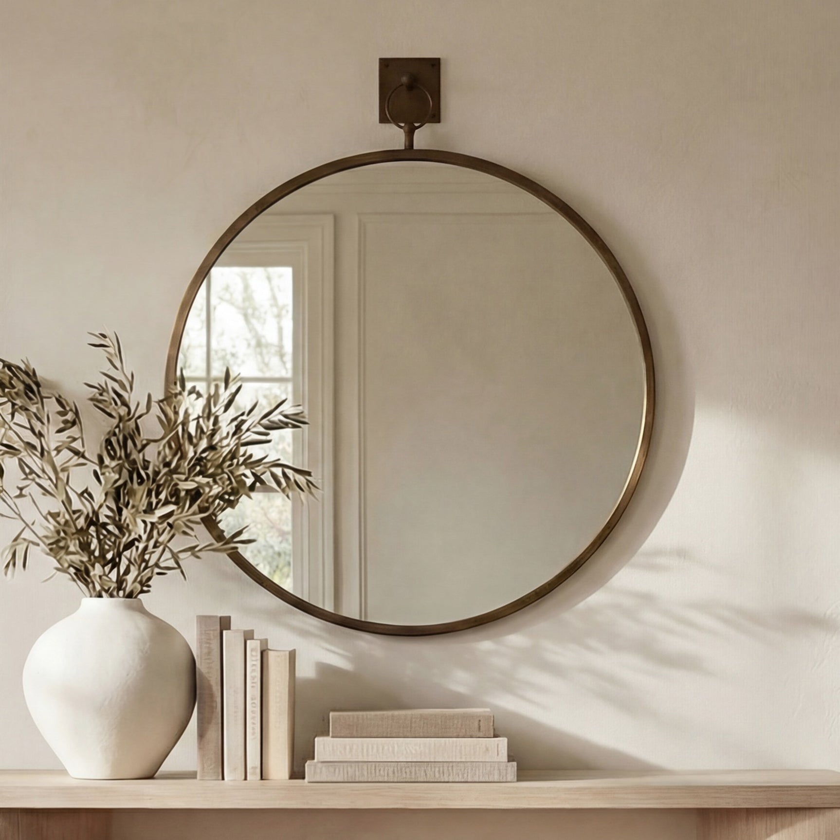 Cameo Aged Brass Mirror